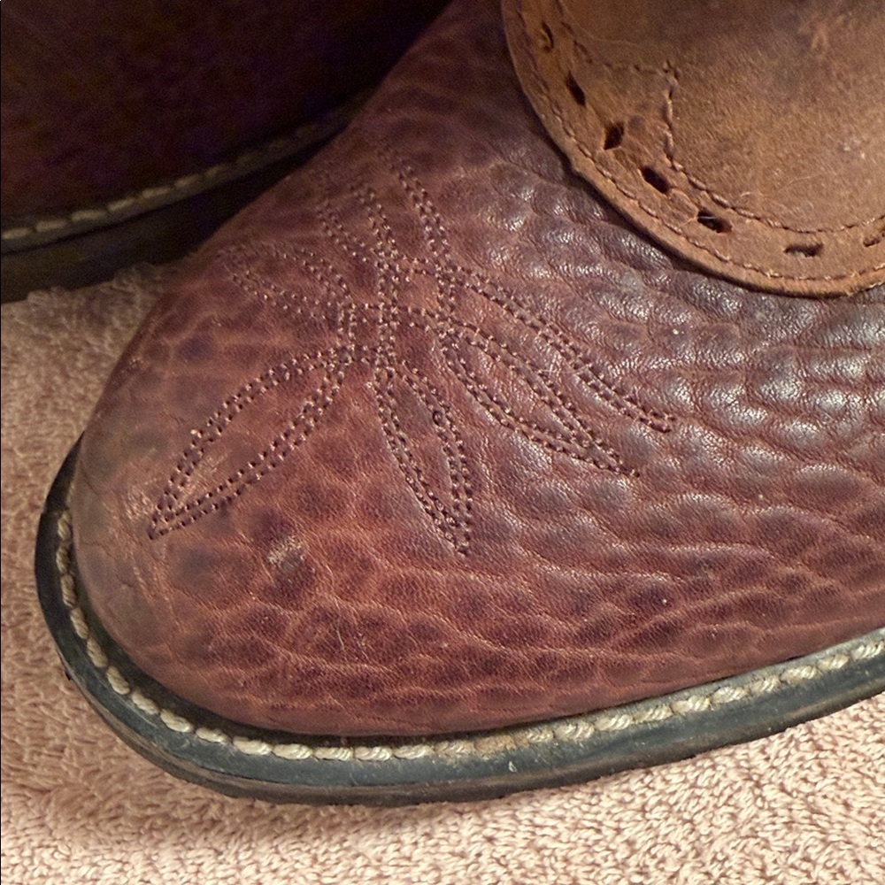 Tony Lama Red-Brown Embroidered Western Heeled Boots - Picture 11 of 16